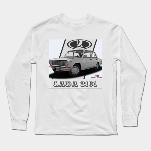 Lada 2101 1970 White Long Sleeve T-Shirt by PjesusArt